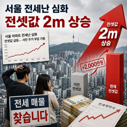 서울 전세난 심화 전셋값 4000만원 상승
