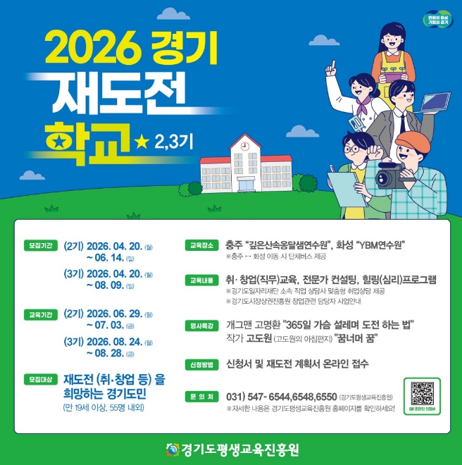 "우리 다시 할 수 있어요" 경기재도전학교 2~3기 교육생 모집