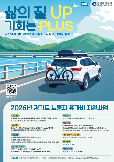 경기도, 취약노동자 휴가비 지원 2,600명으로 확대 모집